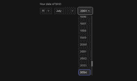Date of birth selector