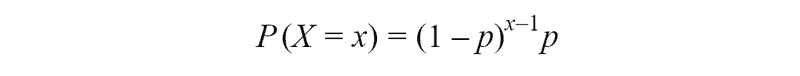 probability of getting the first success in the x-th trial