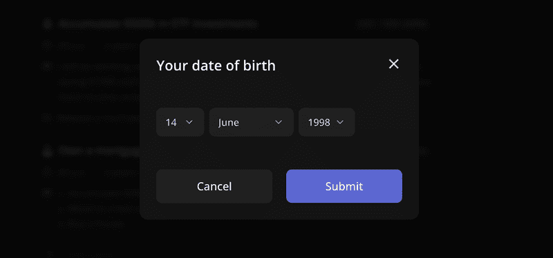 Set date of birth