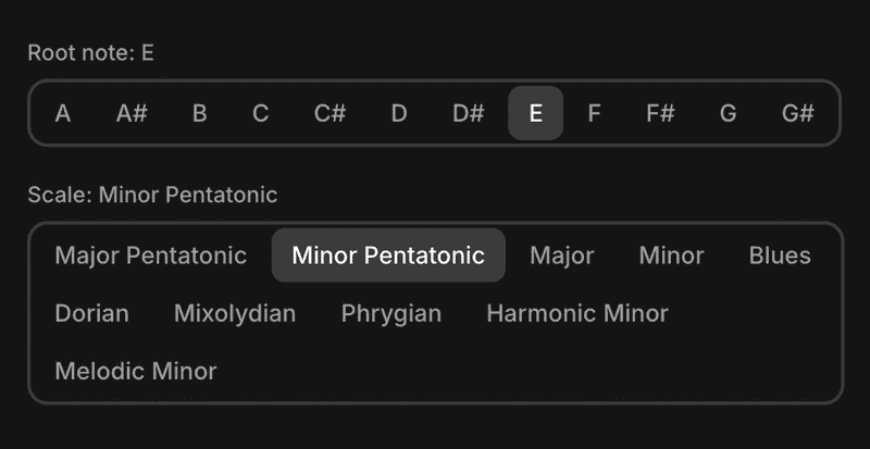 Select Root Note and Scale Type